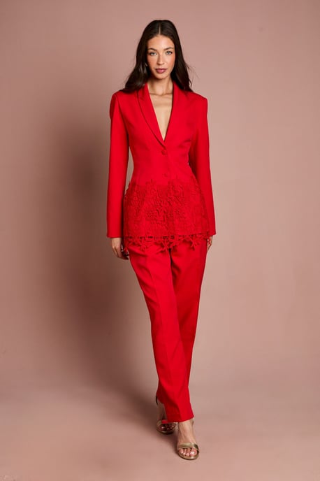 Single Breasted Lace Trim Fitted Blazer - Image 2