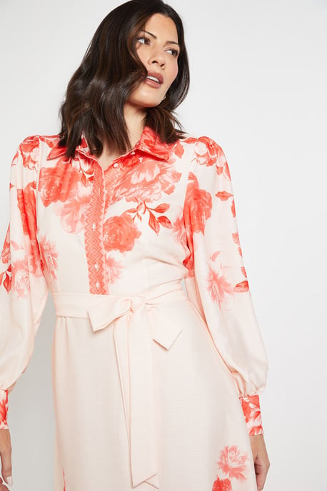Floral Belted Midi Shirt Dress - Image 4