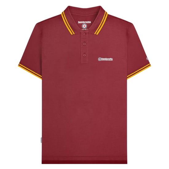 Lambretta Heren SS25 Twin Tip Poloshirt (Bourgogne/Goud) - Image 1