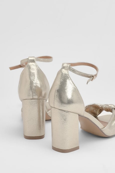 Wide Fit Carmen Satin Knot Front High Block Heel Sandals - Image 2