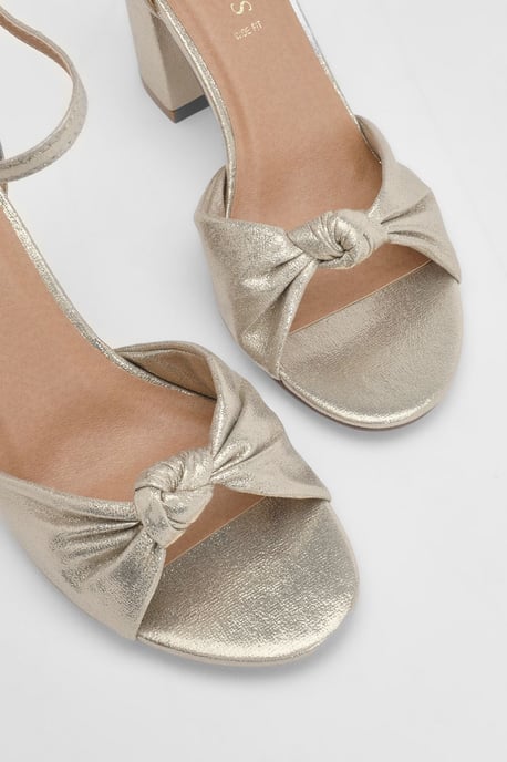 Wide Fit Carmen Satin Knot Front High Block Heel Sandals - Image 3