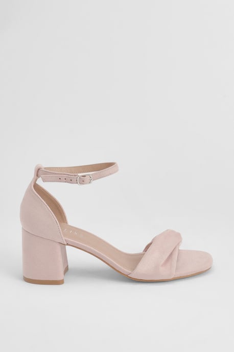 Wide Fit Sophia Faux Suede Soft Twist Medium Block Heel Sandals - Image 3