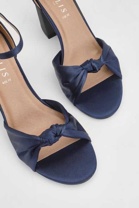 Wide Fit Carmen Satin Knot Front High Block Heel Sandals - Image 3