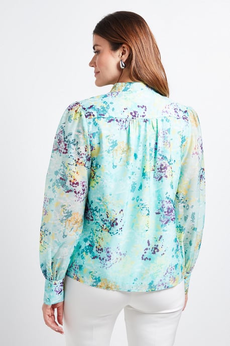 Floral Organza Collarless Shirt - Image 2