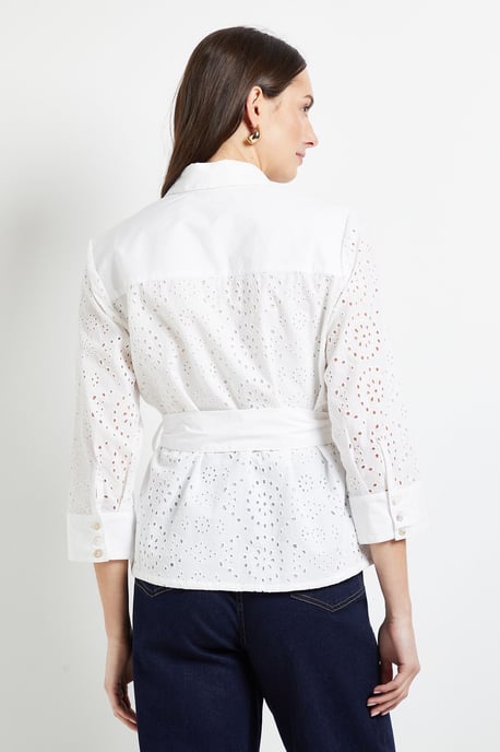 Button Through Broderie Belted Shirt - Image 3