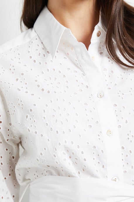 Button Through Broderie Belted Shirt - Image 5