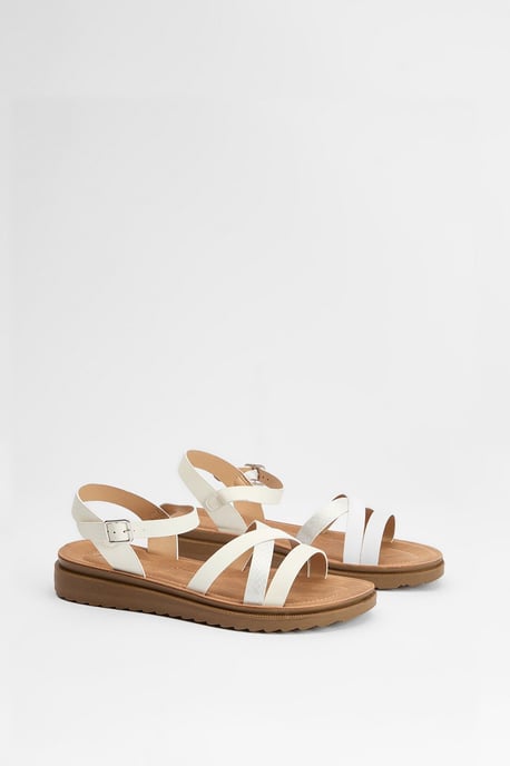 Good For The Sole: Wide Fit Axel Comfort Cross Strap Low Wedge Sandals - Image 1
