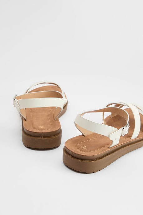 Good For The Sole: Wide Fit Axel Comfort Cross Strap Low Wedge Sandals - Image 2