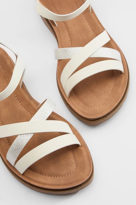 Good For The Sole: Wide Fit Axel Comfort Cross Strap Low Wedge Sandals - Image 3