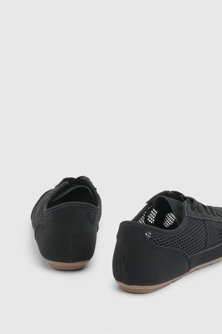Tracie Faux Leather Mesh Lace Up Trainers - Image 3