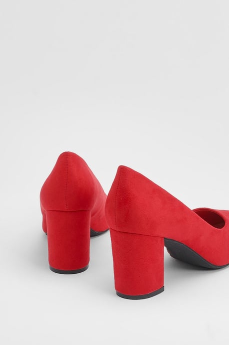 Good For The Sole: Wide Fit Exmoor Faux Suede Comfort Medium Block Heel Court Shoes - Image 2