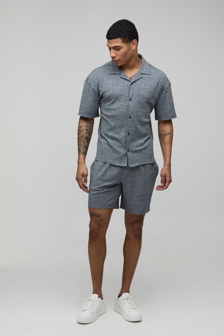 Jersey Marl Rib Regular Fit Shirt & Short Set - Image 4