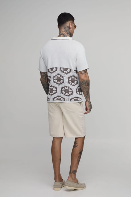 Tall Oversized Boxy Crochet Tapestry Knitted Polo - Image 2