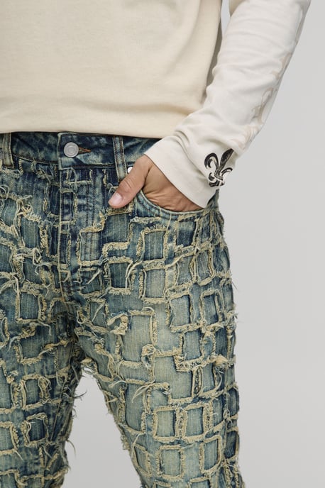 Slim Flared Distressed Washed Jeans - Image 3