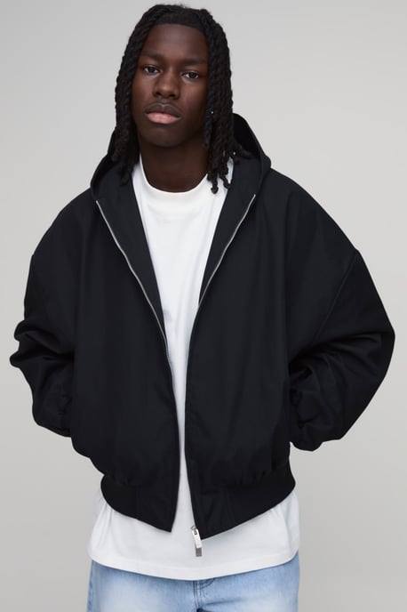Extreme Oversized Twill Hooded Jacket - Image 1