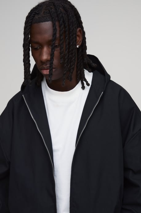 Extreme Oversized Twill Hooded Jacket - Image 3