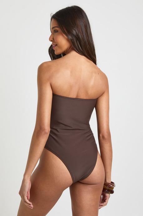Gold Trim Detail Bandeau Swimsuit - Image 3