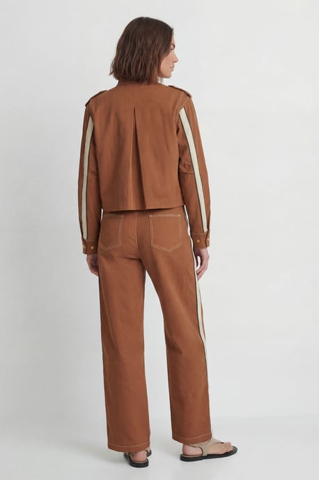 Petite Tailored Military Cotton Striped Jacket - Image 3