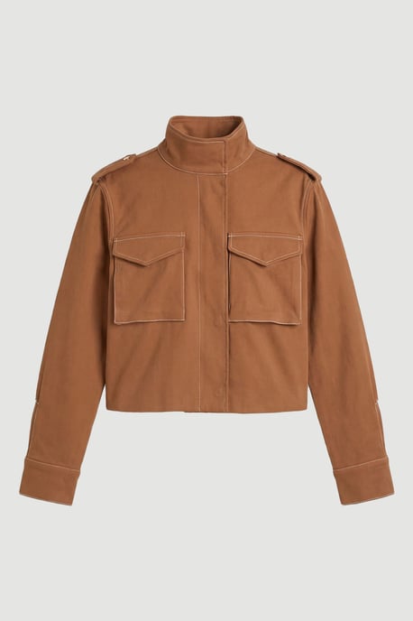 Petite Tailored Military Cotton Striped Jacket - Image 4