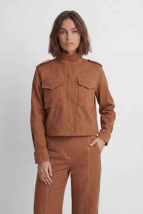 Petite Tailored Military Cotton Striped Jacket - Image 5