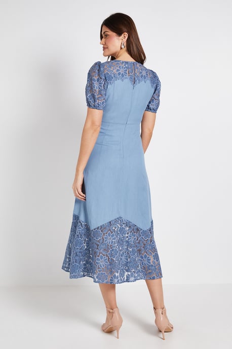 Lace Puff Sleeve Midi Dress - Image 3