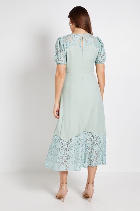 Lace Puff Sleeve Midi Dress - Image 3