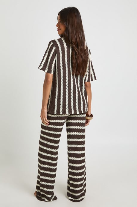 Chunky Stripe Crochet Oversized Shirt and Trouser Co-Ord - Image 2
