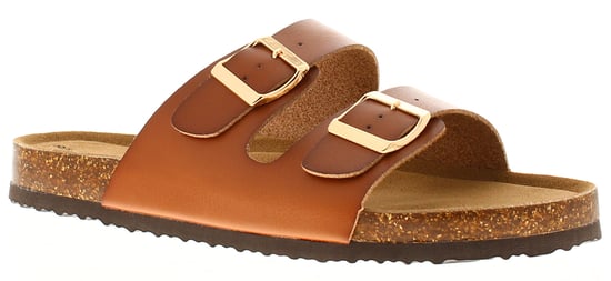 Platino Womens Flat Sandals Mules Zing Slip On brown - Image 1