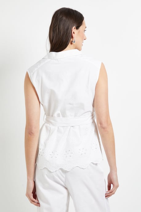 Collared Belted Broderie Top - Image 3