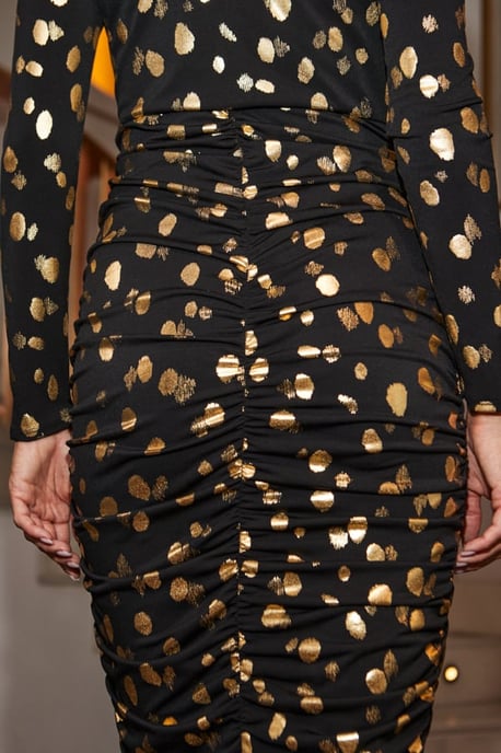 Black & Gold Metallic Spot Pencil Dress - Image 5