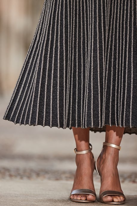 Gold Metallic Ombre Knitted Fit & Flare Dress - Image 3
