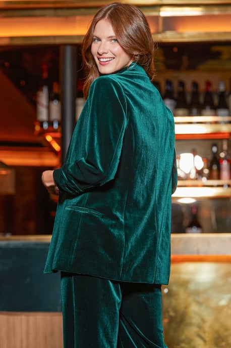 Emerald Green Luxe Velvet Blazer - Image 2
