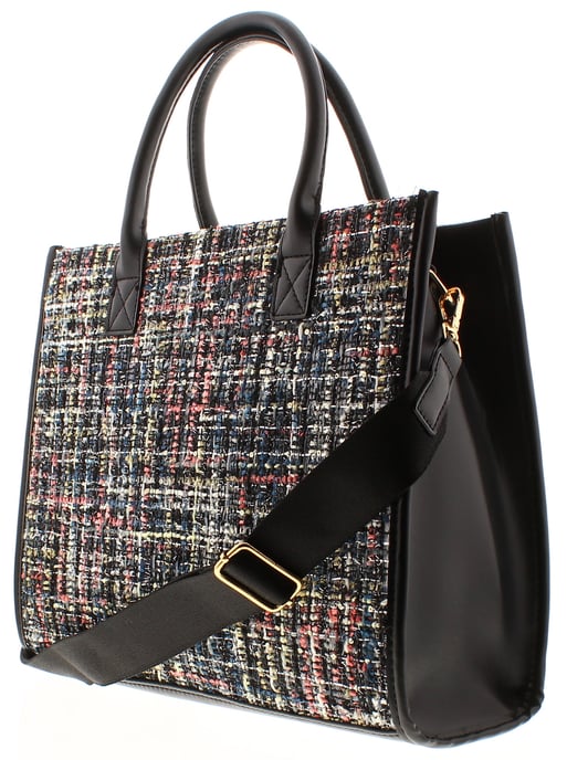 Womens Tote Bag Tweed Style Matilda Zip black - Image 2