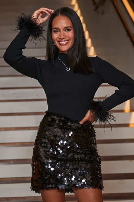 Black Statement Sequin Skirt - Image 1