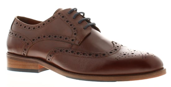 Bandwagon Mens Brogue Shoes Sabre Lace Up Leather Smart Formal Brown - Image 1