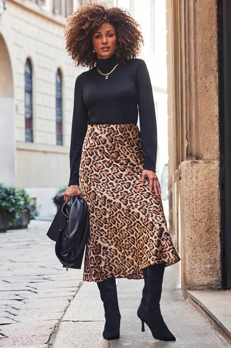 Leopard Print Satin Skirt - Image 2