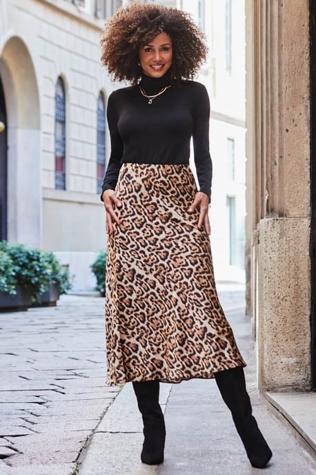 Leopard Print Satin Skirt - Image 3