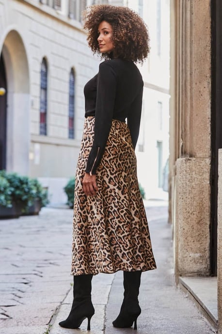 Leopard Print Satin Skirt - Image 4