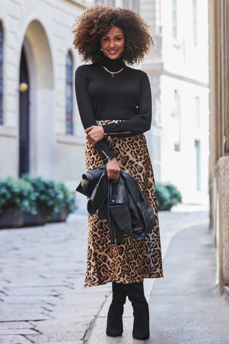 Leopard Print Satin Skirt - Image 5