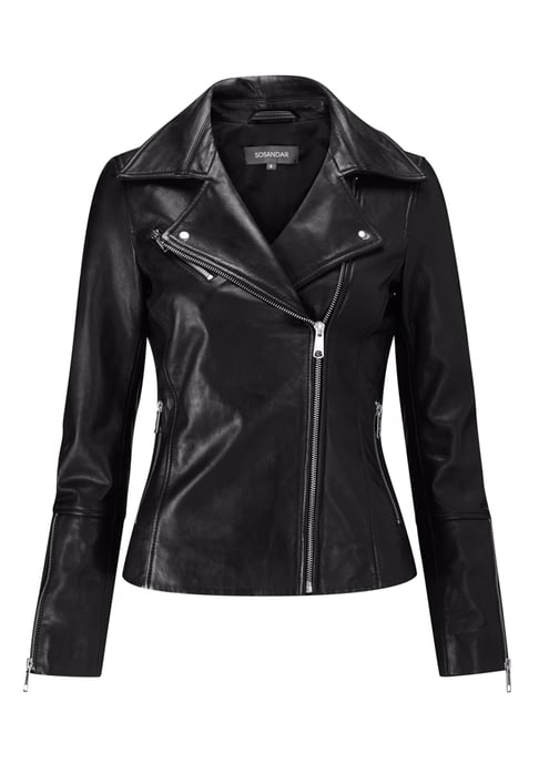 Black Leather Biker Jacket - Image 5