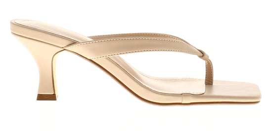 Krush Womens Heeled Sandals Thong Toe Post Kitten Slip On nude - Image 2