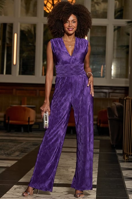 Violet Plisse Wide Leg Jumpsuit - Image 2