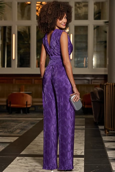 Violet Plisse Wide Leg Jumpsuit - Image 4
