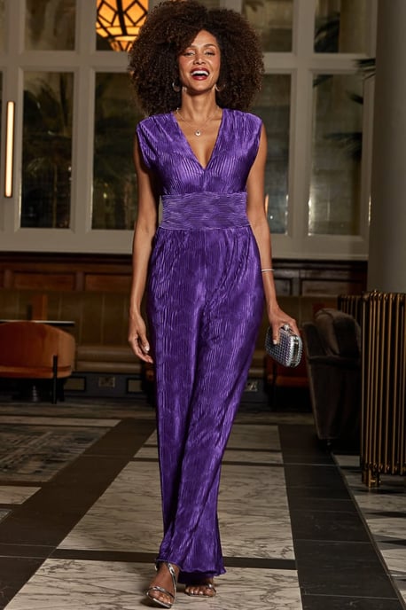 Violet Plisse Wide Leg Jumpsuit - Image 5