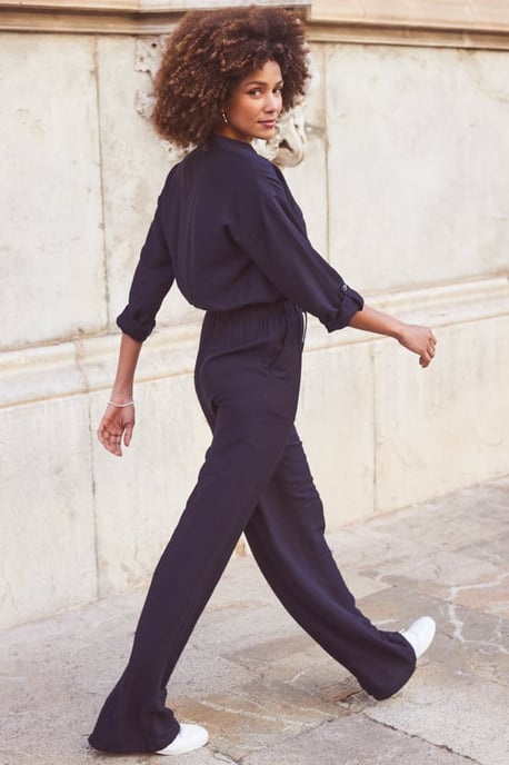 Midnight Blue Drawstring Waist Jumpsuit - Image 4