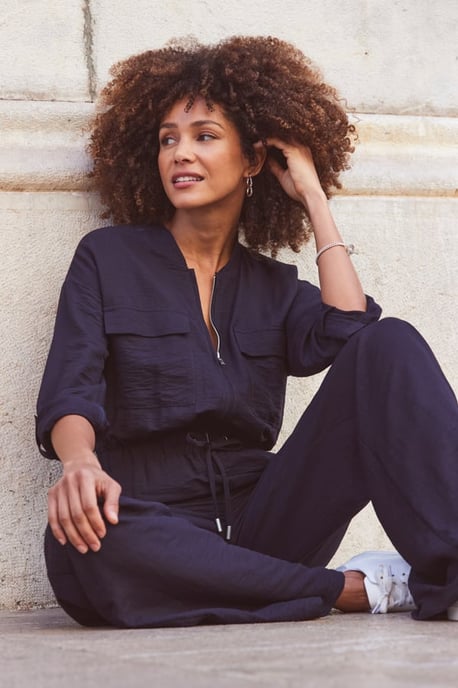 Midnight Blue Drawstring Waist Jumpsuit - Image 5