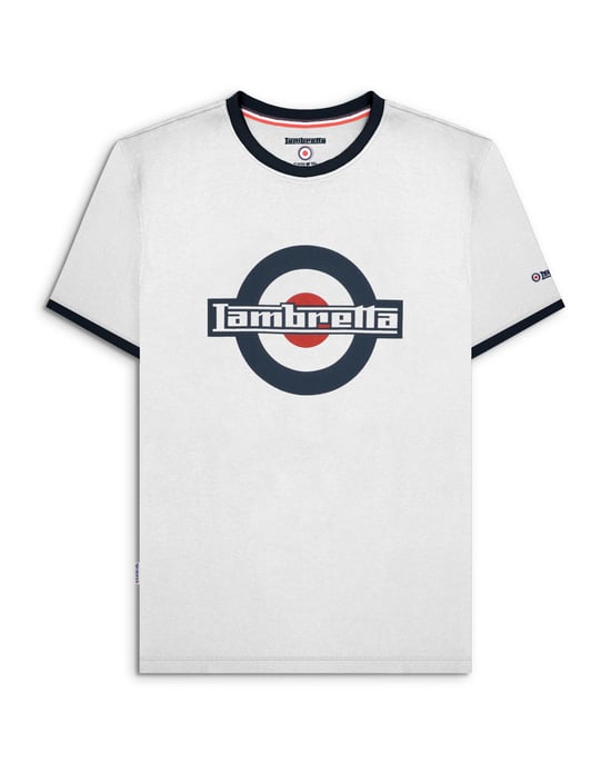 Lambretta Adults Tshirt Ringer Tee white - Image 1