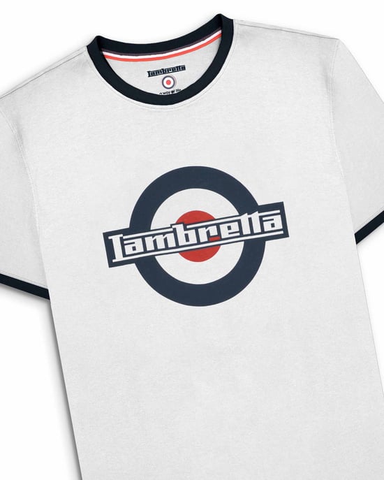 Lambretta Adults Tshirt Ringer Tee white - Image 4
