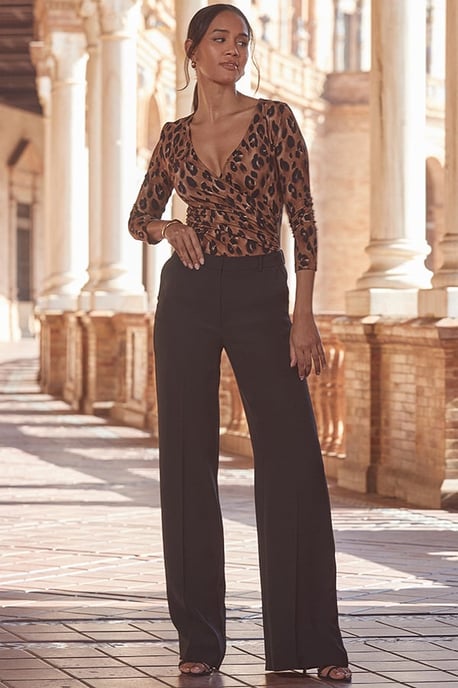 Black High Waisted Wide Leg Trousers - Image 2