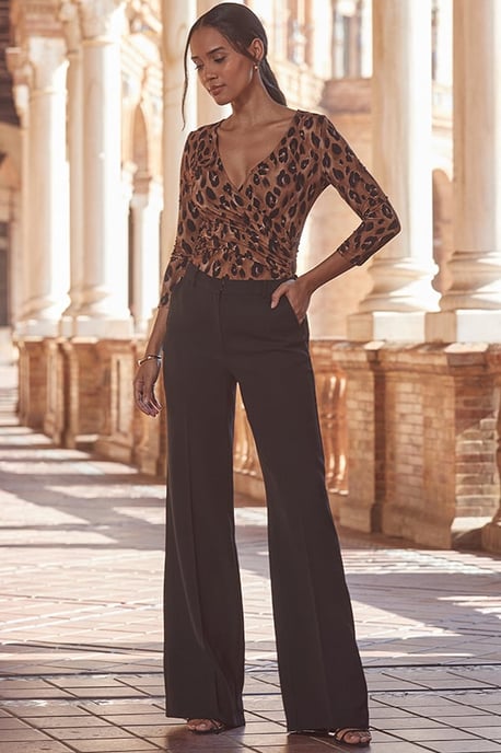 Black High Waisted Wide Leg Trousers - Image 5
